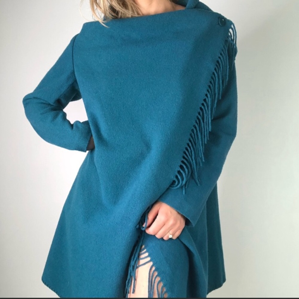 Sundance Teal Fringe Jacket Sz M